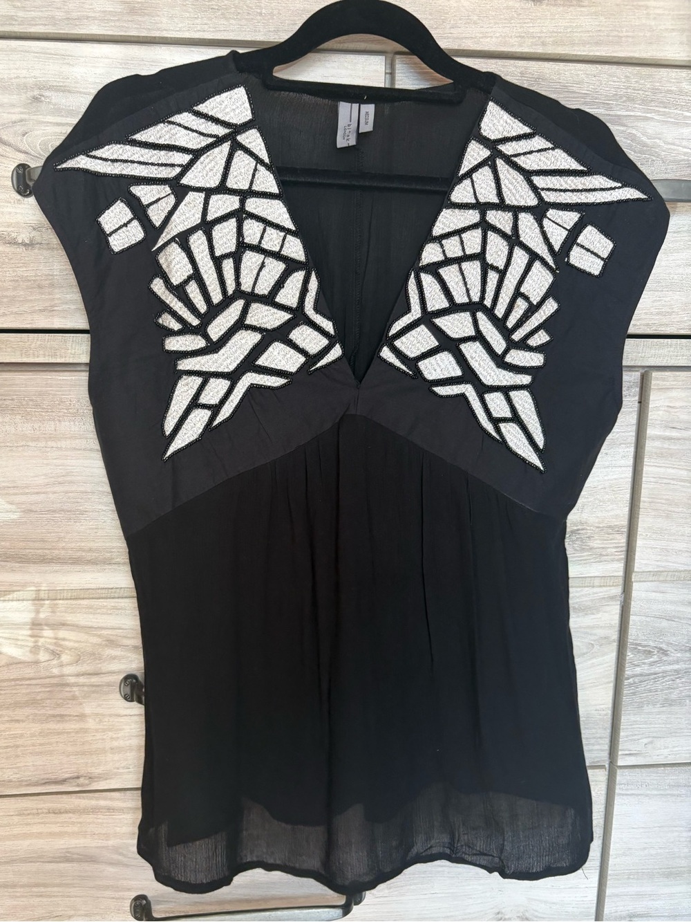 Anthropologie Bl^nk London black and white beaded top